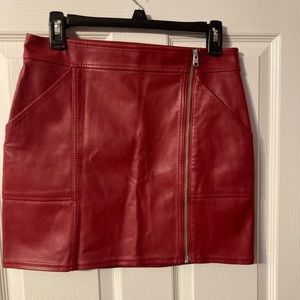 Express Faux Leather Red Skirt, Size 6